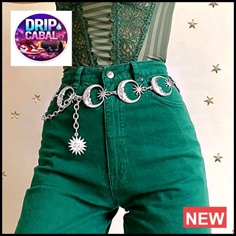 Moon Star Pendant Waist Chain Adjustable Body Jewelry Y2K Chic Party Wear - Picture 3 of 7